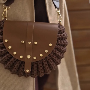 Barna horgolt oreo táska, Táska & Tok, Bevásárlás & Shopper táska, Shopper, textiltáska, szatyor, Horgolás, MESKA