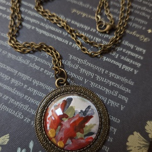 Mikulásvirágos nyaklánc, Ékszer, Nyaklánc, Medálos nyaklánc, Ékszerkészítés, Festészet, MESKA