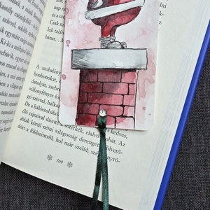 Mikulásos könyvjelző, Művészet, Festmény, Akvarell, Festészet, MESKA