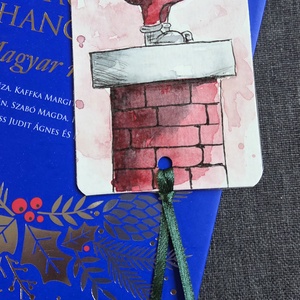 Mikulásos könyvjelző - művészet - festmény - akvarell - Meska.hu