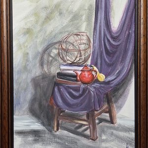 Piros teáskanna 1., Művészet, Festmény, Akril, Festészet, MESKA