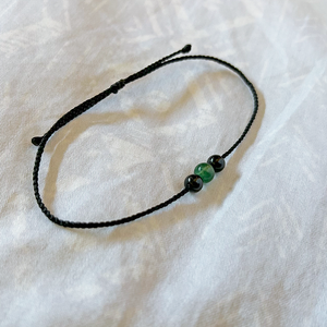 Fonott minimal karkötő (vékony) - Smaragd - Fekete Turmalin - Black - Meska.hu
