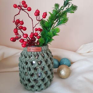 Makramé váza - otthon & életmód - dekoráció - virágdísz és tartó - váza - Meska.hu