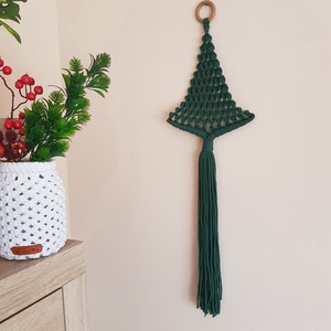 Makramé karácsonyfa - karácsony - karácsonyi lakásdekoráció - karácsonyi lakásdíszek - Meska.hu