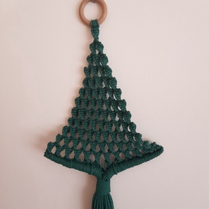 Makramé karácsonyfa - karácsony - karácsonyi lakásdekoráció - karácsonyi lakásdíszek - Meska.hu