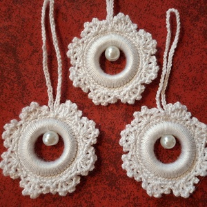 Horgolt karácsonyi dísz (3 db/csomag) - karácsony - karácsonyi lakásdekoráció - karácsonyfadíszek - Meska.hu