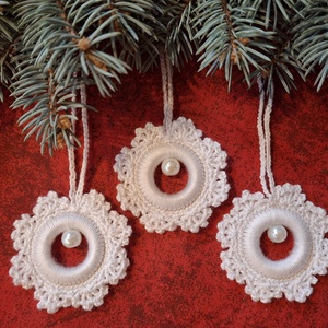 Horgolt karácsonyi dísz (3 db/csomag), Karácsony, Karácsonyi lakásdekoráció, Karácsonyfadíszek, Horgolás, MESKA