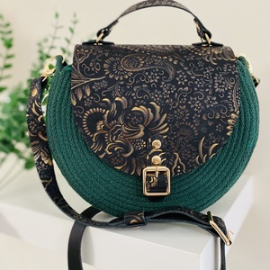 Különleges női táska, valódi bőr kiegészítőkkel - Meska.hu