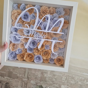 Egyedi névvel ellátot papír virág box, shadowbox - otthon & életmód - dekoráció - kép & falikép - képkeret - Meska.hu
