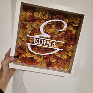 Egyedi névvel ellátot papír virág box, shadowbox - otthon & életmód - dekoráció - kép & falikép - képkeret - Meska.hu