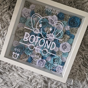 Egyedi névvel ellátot papír virág box, shadowbox - otthon & életmód - dekoráció - kép & falikép - képkeret - Meska.hu