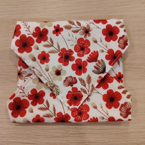 Virágos újraszalvéta, Táska & Tok, Uzsonna- & Ebéd tartó, Szendvics csomagoló, Varrás, MESKA