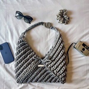 Grey loveletter crochet bag - táska & tok - kézitáska & válltáska - alkalmi táska - Meska.hu