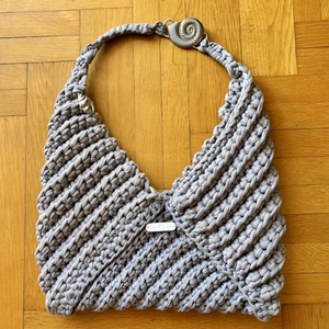 Grey loveletter crochet bag - táska & tok - kézitáska & válltáska - alkalmi táska - Meska.hu