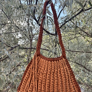 Brown mermaid crochet bag - táska & tok - kézitáska & válltáska - alkalmi táska - Meska.hu