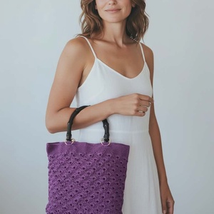 Lila horgolt kézitáska - táska & tok - kézitáska & válltáska - kézitáska - Meska.hu