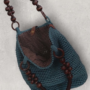 Petrolkék, horgolt válltáska - táska & tok - kézitáska & válltáska - válltáska - Meska.hu