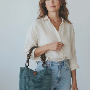 Petrolkék, horgolt válltáska - táska & tok - kézitáska & válltáska - válltáska - Meska.hu