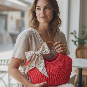 Piros, horgolt kagylótáska - táska & tok - kézitáska & válltáska - kézitáska - Meska.hu