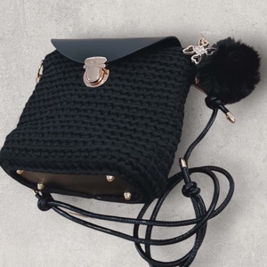 Fekete horgolt válltáska - táska & tok - kézitáska & válltáska - válltáska - Meska.hu