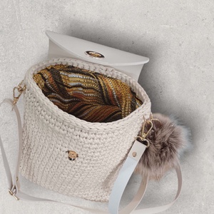 Bézs horgolt válltáska - táska & tok - kézitáska & válltáska - válltáska - Meska.hu