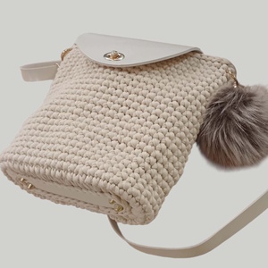 Bézs horgolt válltáska - táska & tok - kézitáska & válltáska - válltáska - Meska.hu