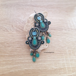 Bohém sujtás fülbevaló, Ékszer, Fülbevaló, Csillár fülbevaló, Ékszerkészítés, Gyöngyfűzés, gyöngyhímzés, MESKA