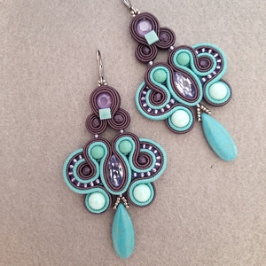 Elegáns sujtás fülbevaló, Ékszer, Fülbevaló, Csillár fülbevaló, Ékszerkészítés, Gyöngyfűzés, gyöngyhímzés, MESKA