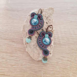 Elegáns sujtás fülbevaló, Ékszer, Fülbevaló, Csillár fülbevaló, Ékszerkészítés, Gyöngyfűzés, gyöngyhímzés, MESKA