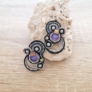 Elegáns sujtás fülbevaló, Ékszer, Fülbevaló, Fülékszer, Ékszerkészítés, Gyöngyfűzés, gyöngyhímzés, MESKA