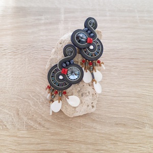 Elegáns sujtás fülbevaló, Ékszer, Fülbevaló, Fülékszer, Ékszerkészítés, Gyöngyfűzés, gyöngyhímzés, MESKA