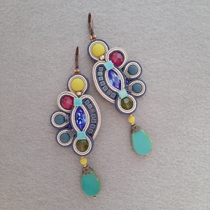 Elegáns sujtás fülbevaló, Ékszer, Fülbevaló, Csillár fülbevaló, Ékszerkészítés, Gyöngyfűzés, gyöngyhímzés, MESKA