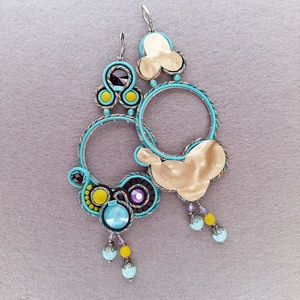 Türkiz sujtás fülbevaló - ékszer - fülbevaló - csillár fülbevaló - Meska.hu