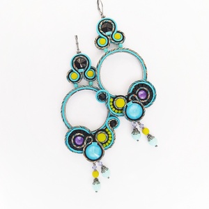 Türkiz sujtás fülbevaló - ékszer - fülbevaló - csillár fülbevaló - Meska.hu