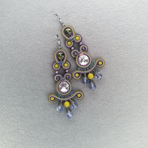 Elegáns sujtás fülbevaló, Ékszer, Fülbevaló, Csillár fülbevaló, Ékszerkészítés, Gyöngyfűzés, gyöngyhímzés, MESKA