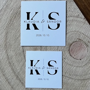 Négyzet alakú monogramos esküvői matrica - esküvő - meghívó & kártya - esküvői borítékzáró matrica - Meska.hu