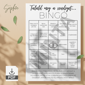 Esküvői bingó - játék vendégeknek - digitális termék (A5), Esküvő, Dekoráció, Helyszíni dekor, Fotó, grafika, rajz, illusztráció, MESKA