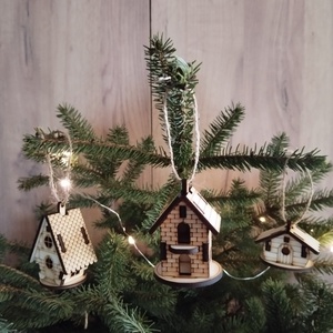 Kisház karácsonyfa dísz  - karácsony - karácsonyi lakásdekoráció - karácsonyfadíszek - Meska.hu