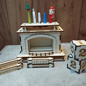 Kandalló formájú öröknaptár ceruza tartóval  - otthon & életmód - dekoráció - fali és függő dekoráció - falinaptár & öröknaptár - Meska.hu