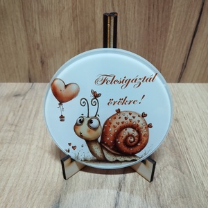 Szerelmes üveglap fa tartóval  - Meska.hu