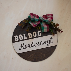Karácsonyi ajtódísz/ablakdísz, Karácsony, Karácsonyi lakásdekoráció, Karácsonyi ajtódíszek, Festett tárgyak, Gravírozás, pirográfia, MESKA