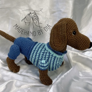 Horgolt Tacskó - játék & sport - plüssállat & játékfigura - kutya - Meska.hu