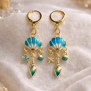 Tenger ihlette fülbevaló, Ékszer, Fülbevaló, Lógó fülbevaló, Ékszerkészítés, MESKA