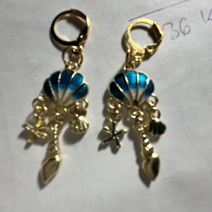 Tenger ihlette fülbevaló - ékszer - fülbevaló - lógó fülbevaló - Meska.hu