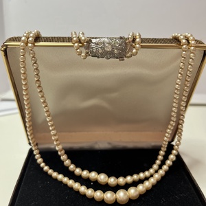 Vintage 2 soros ékszerkapcsos nyakl�nc, Ékszer, Nyaklánc, Gyöngyös nyaklánc, Gyöngyfűzés, gyöngyhímzés, MESKA