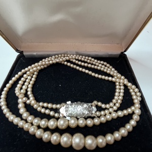 Vintage 2 soros ékszerkapcsos nyakl�nc - ékszer - nyaklánc - gyöngyös nyaklánc - Meska.hu