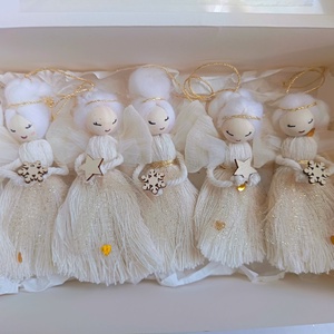 Angyalok sütisdobozban karácsonyfadísz dekoráció, Karácsony, Karácsonyi lakásdekoráció, Karácsonyfadíszek, Baba-és bábkészítés, MESKA