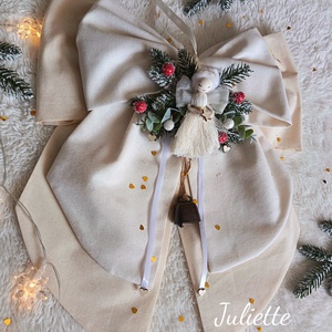 Karácsonyi masni kopogtató ajtódísz csengettyűvel - otthon & életmód - dekoráció - ajtó- és ablak dekoráció - ajtódísz & kopogtató - Meska.hu