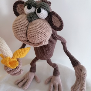 Amigurumi majom banánnal , Játék & Sport, Plüssállat & Játékfigura, Majom, Horgolás, MESKA