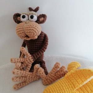 Amigurumi kis majom banánnal  - játék & sport - plüssállat & játékfigura - majom - Meska.hu